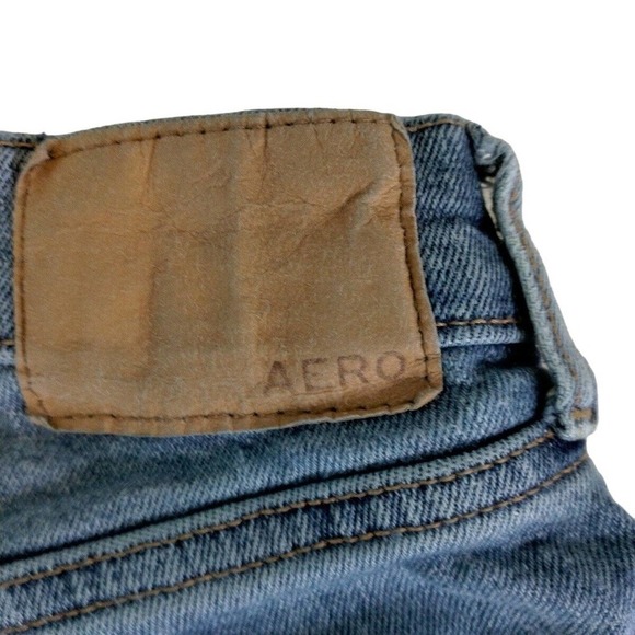 Aeropostale Womens Sz 4 REG Distressed Destroyed Trashed Frayed Denim Blue Jeans - Picture 5 of 7